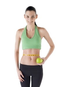 waist line and green apple