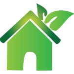 Grønt symbold for energivenligte og miljørigtigt hus